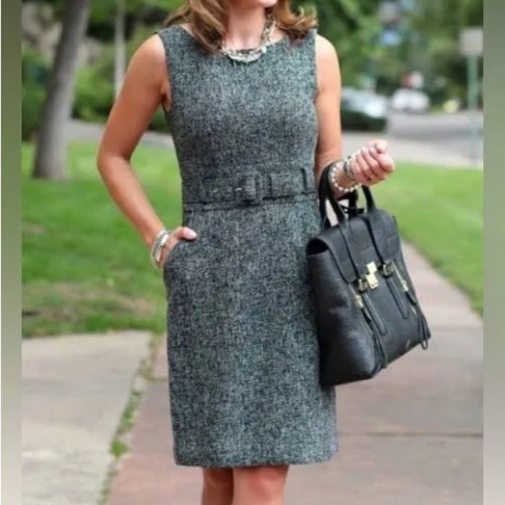 Banana Republic Charcoal Grey Tweed Size 4 Petite Dress